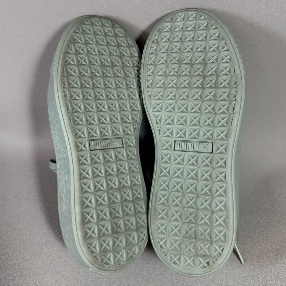 Puma Basket Mint Green Patent Leather Platform Sneakers